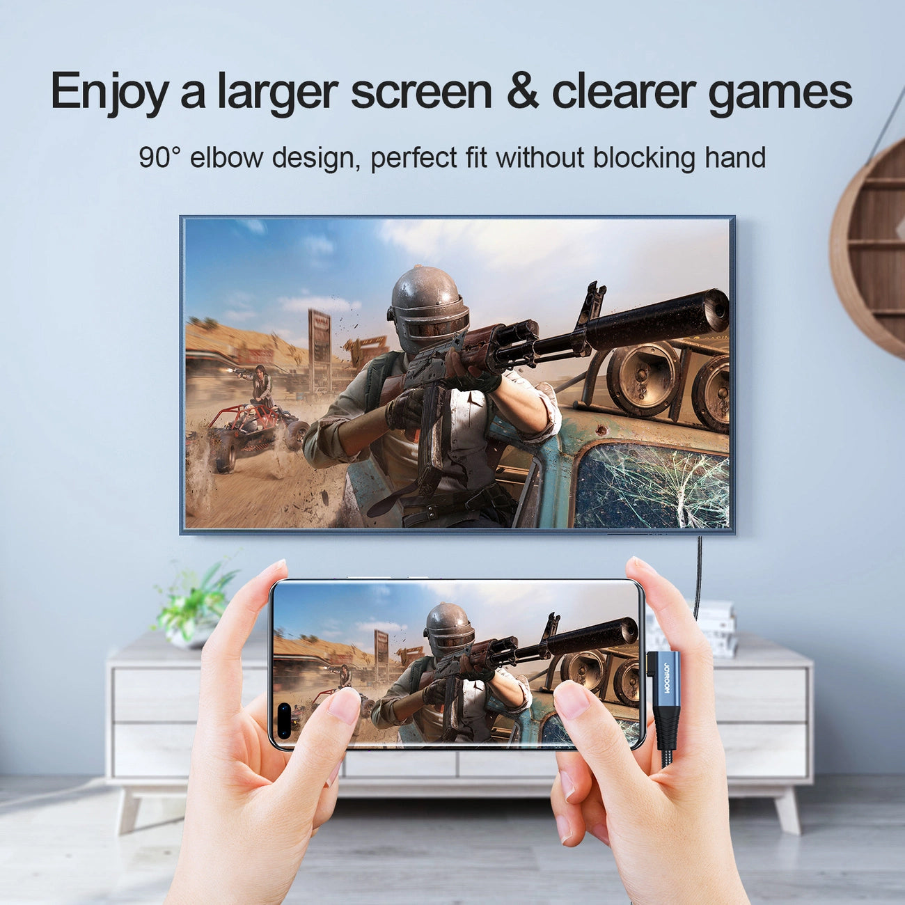 Audio- och videokabel USB-C - HDMI Joyroom SY-20C1 Angled, 2m, Grå