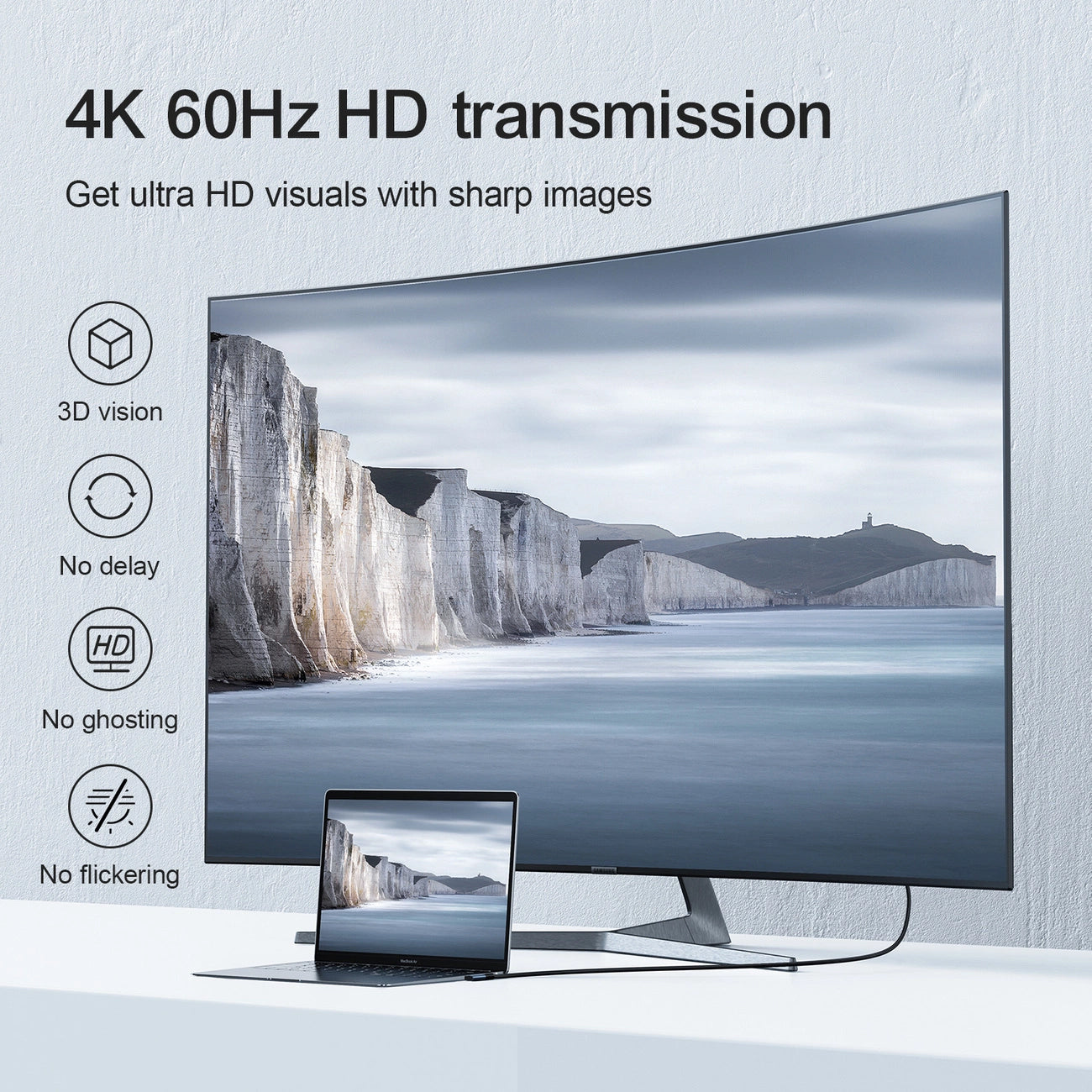 Audio- och videokabel USB-C - HDMI Joyroom SY-20C1 Angled, 2m, Grå