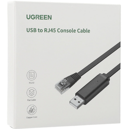 USB-konsolkabel UGREEN CM204, RJ45, 3m, Svart, Omslaget