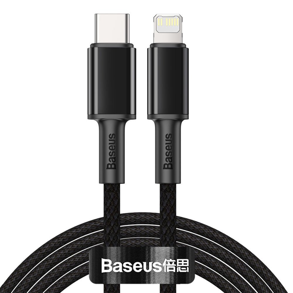USB-C till Lightning data- och laddningskabel Baseus High Density Flätad, 20W, 2m, Svart CATLGD-A01