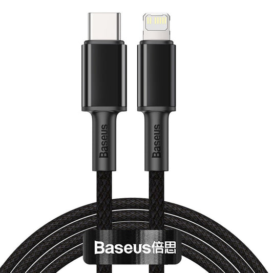 USB-C till Lightning data- och laddningskabel Baseus High Density Flätad, 20W, 2m, Svart CATLGD-A01