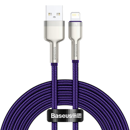 USB-A - Lightning Data- och Laddningskabel Baseus Cafule Metal Series, 18W, 2m, Lila CALJK-B05