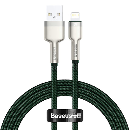 USB-A to Lightning Data and Charging Cable Baseus Cafule Metal Series, 18W, 1m, Green CALJK-A06