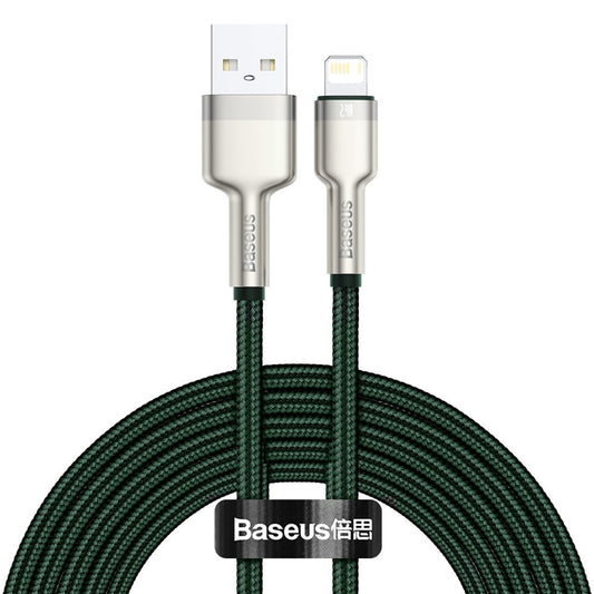USB-A to Lightning Data and Charging Cable Baseus Cafule Metal Series, 18W, 2m, Green CALJK-B06