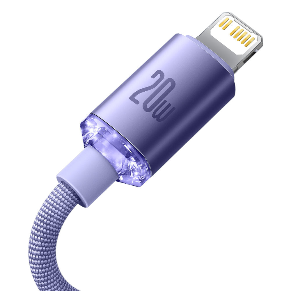 USB-C till Lightning-kabel Baseus Crystal Shine Series, 20W, 2m, Lila CAJY000305