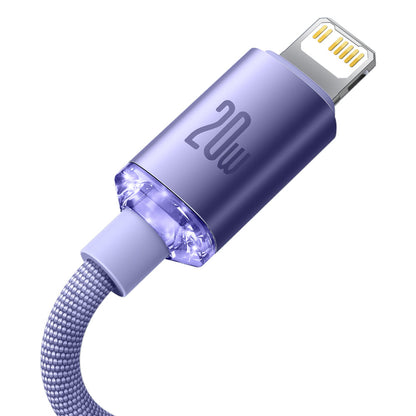 USB-C till Lightning-kabel Baseus Crystal Shine Series, 20W, 2m, Lila CAJY000305