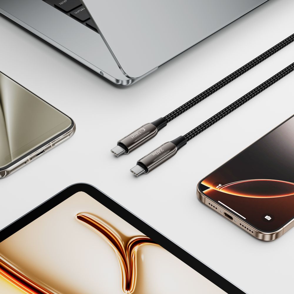 USB-C Data- och Laddningskabel - USB-C Tech-Protect UB10T Ultraboost, 240W, 1m, Svart