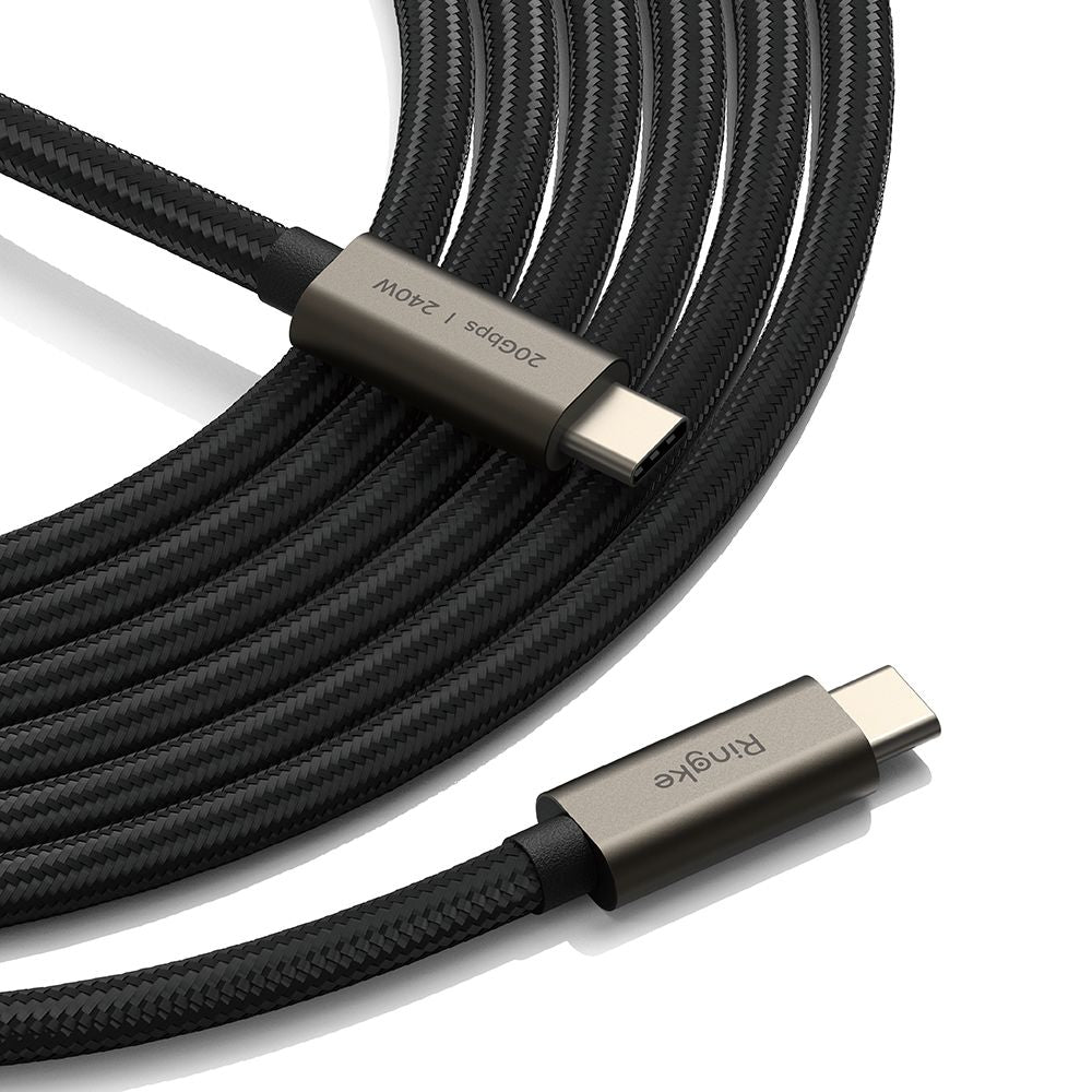 USB-C till USB-C data- och laddningskabel Ringke 2X2, 240W, 1m, Svart