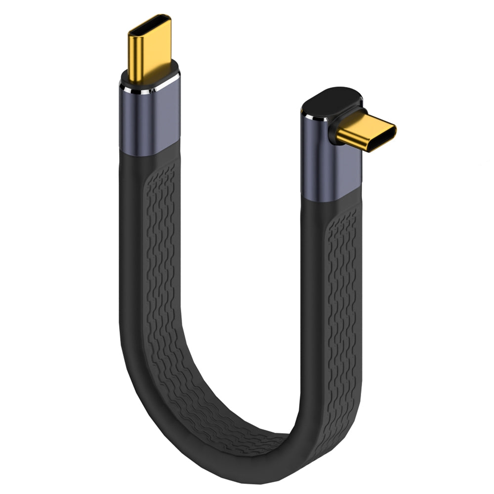 USB-C till USB-C OEM Angled 8K Video Version 2 data- och laddningskabel, 240W, 0.15m, Svart