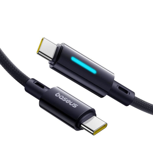USB-C till USB-C Data- och Laddningskabel Baseus Lit Button Control, 100W, 2m, Svart P10379000121-01