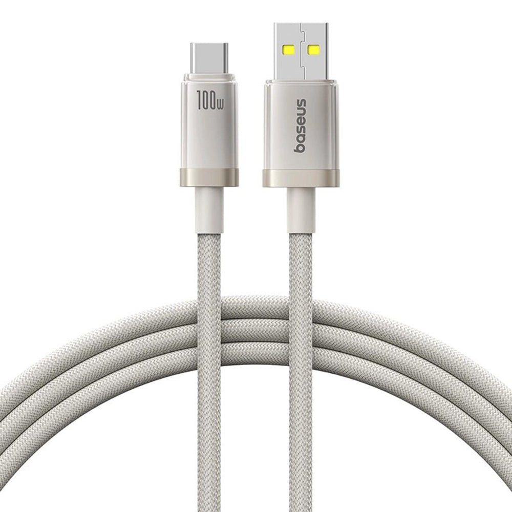 USB-A till USB-C Baseus Titanium data- och laddningskabel, 100W, 2m, Silver P10378102G21-02