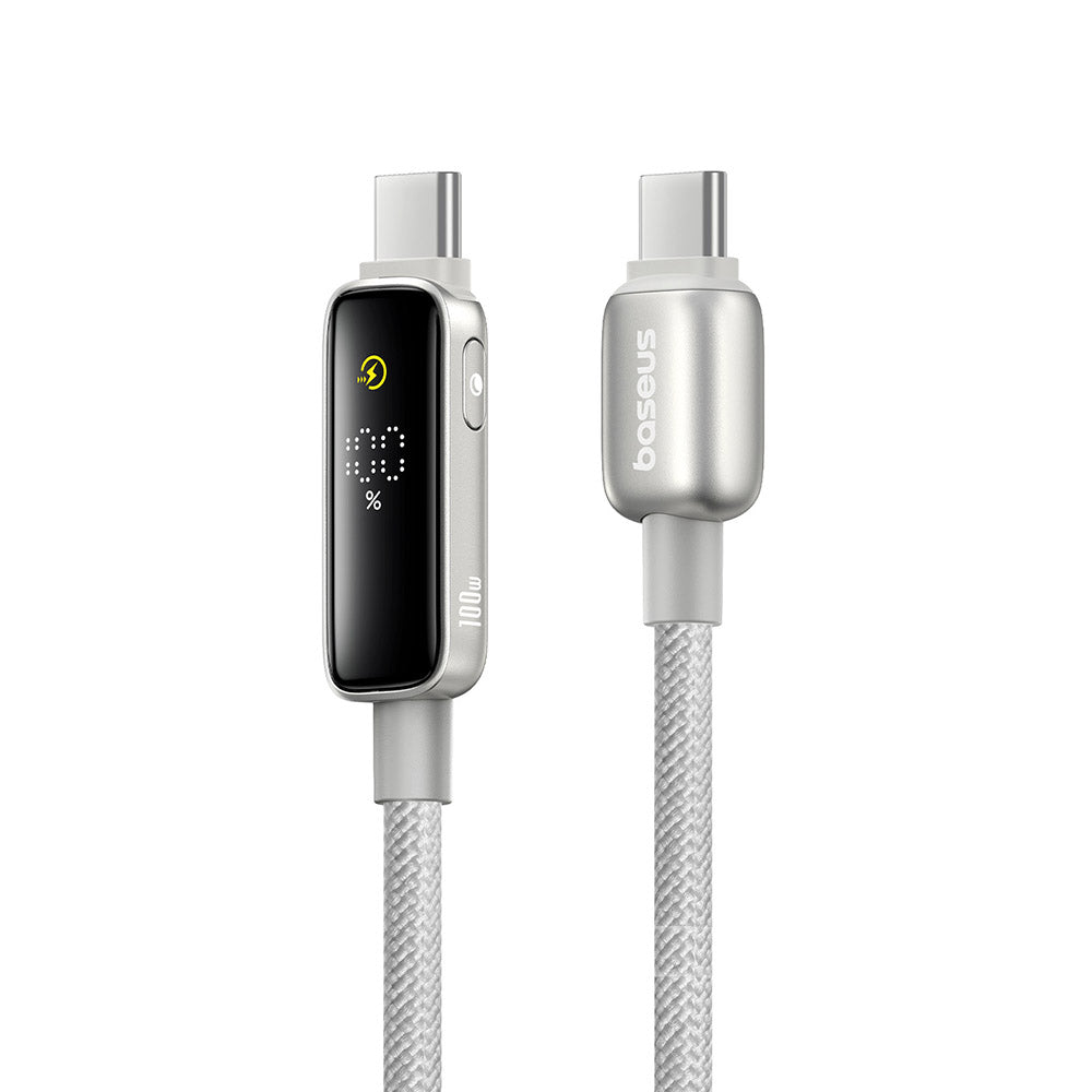 USB-C till USB-C Data- och Laddningskabel Baseus Vipow Display, 100W, 2m, Grå P10381802851-01