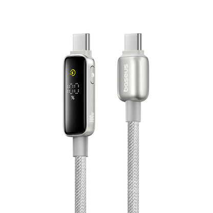 USB-C till USB-C Data- och Laddningskabel Baseus Vipow Display, 100W, 2m, Grå P10381802851-01