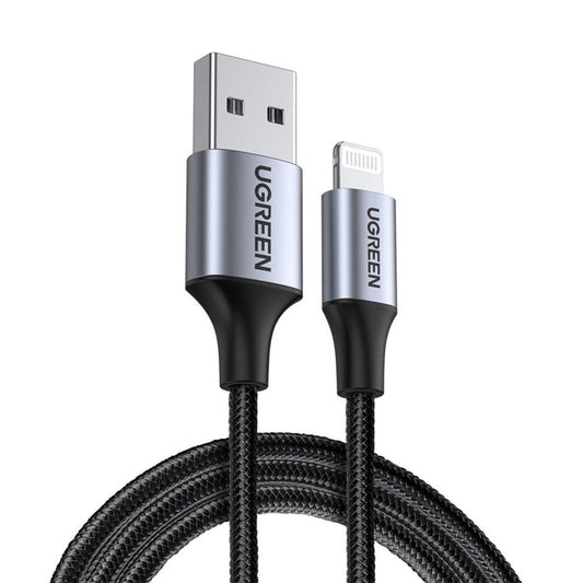 USB-A till Lightning Data- och Laddningskabel UGREEN US199, 18W, 1m, Grå