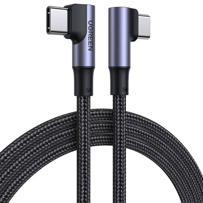 USB-C till USB-C data- och laddningskabel UGREEN US335 Angled, 100W, 2m, Svart