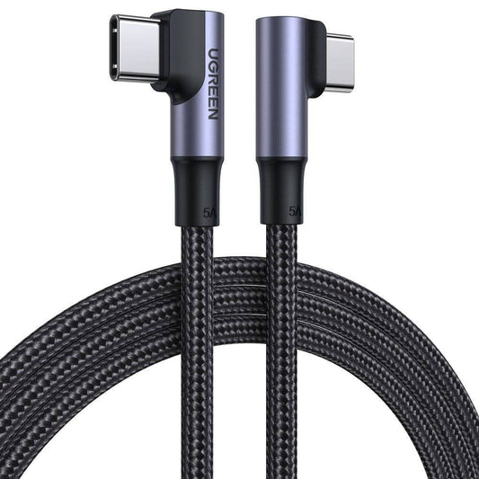USB-C till USB-C data- och laddningskabel UGREEN US335 Angled, 100W, 2m, Svart