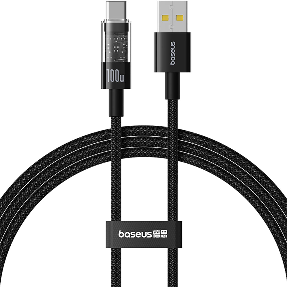 USB-A till USB-C Baseus Gem data- och laddningskabel, 100W, 1m, Svart P10373002111-00