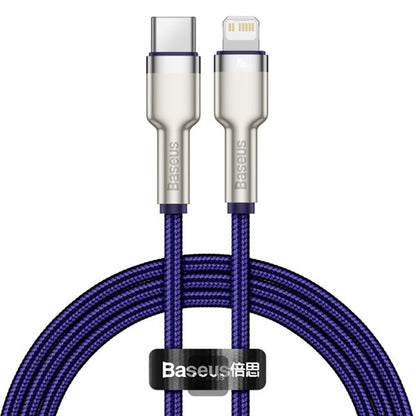 USB-C - Lightning Data- och Laddningskabel Baseus Cafule Metal Series, 20W, 1m, Lila CATLJK-A05