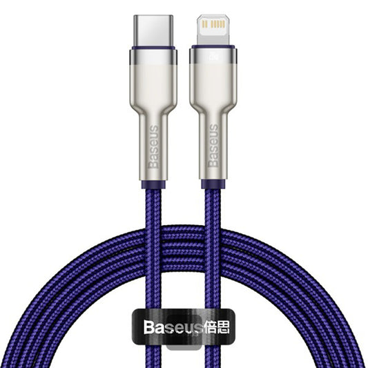 USB-C - Lightning Data- och Laddningskabel Baseus Cafule Metal Series, 20W, 1m, Lila CATLJK-A05
