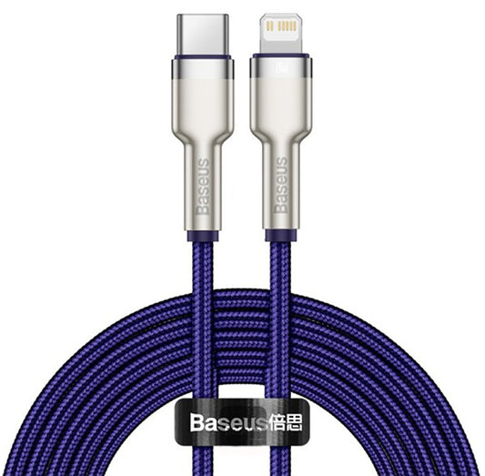 USB-C - Lightning Laddnings- och Datakabel Baseus Cafule Metal Series, 20W, 2m, Lila CATLJK-B05