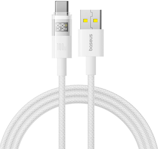 Data- och laddningskabel USB-A - USB-C Baseus Display 2, 100W, 2m, Vit P10382701211-01