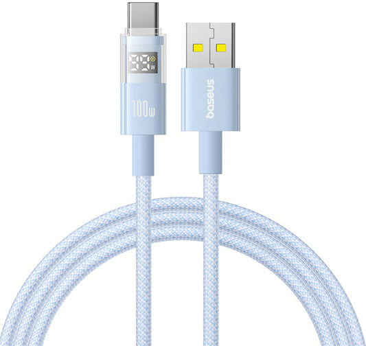 Data- och laddningskabel USB-A - USB-C Baseus Display 2, 100W, 1m, Blå P10382701311-00