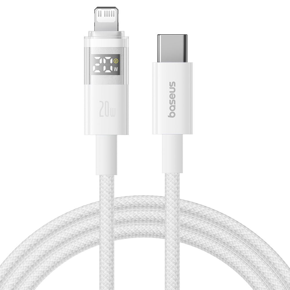 USB-C - Lightning Baseus Display 2 data- och laddningskabel, 20W, 1m, Vit P10382703211-00