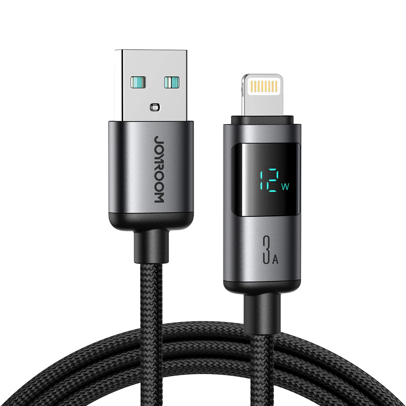 USB-A - Lightning Joyroom S-A16 Pro Prism Display data- och laddningskabel, 12W, 1.2m, Svart