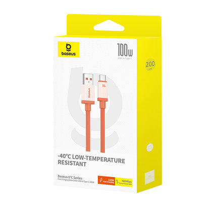 Data- och laddningskabel USB-A - USB-C Baseus Zero Degree Series, 100W, 2m, Röd