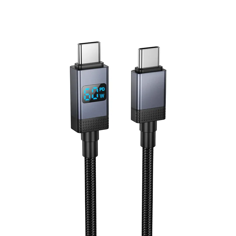 USB-C till USB-C data- och laddningskabel HOCO X118 Display, 60W, 1m, Svart