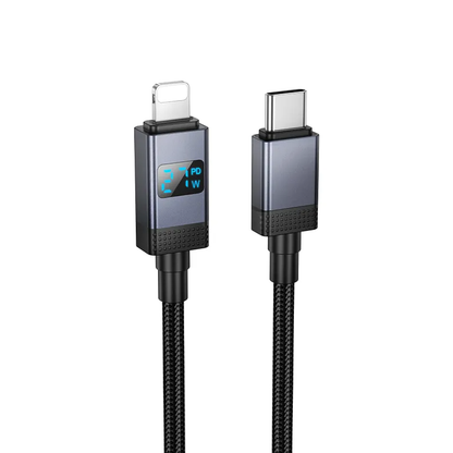 USB-C till Lightning Data- och Laddningskabel HOCO X118 Display, 27W, 1m, Svart