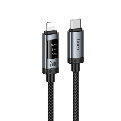 USB-C - Lightning Data- och Laddningskabel HOCO Display U148, 27W, 1.2m, Svart