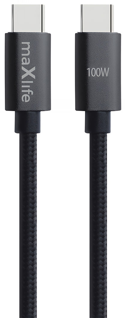 USB-C Data- och Laddningskabel - USB-C MaXlife MXUC-12, 100W, 1m, Svart
