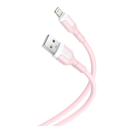 USB-A - Lightning Data- och Laddningskabel XO Design NB212, 18W, 1m, Rosa