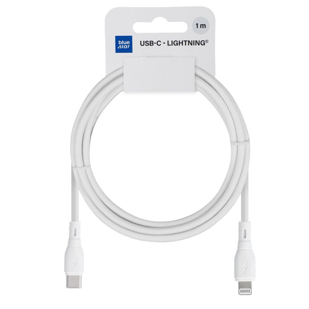 USB-C - Lightning Blue Star Eco data- och laddningskabel, 27W, 1m, Vit
