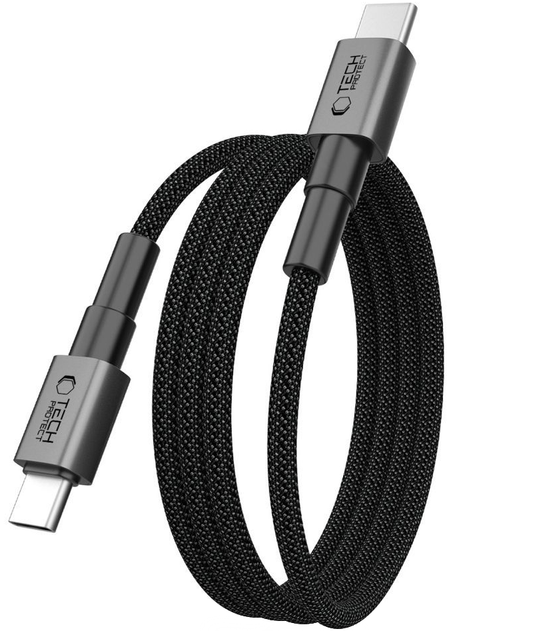 USB-C till USB-C data- och laddningskabel Tech-Protect Ultraboost DNA MagTwist, 100W, 2m, Grå