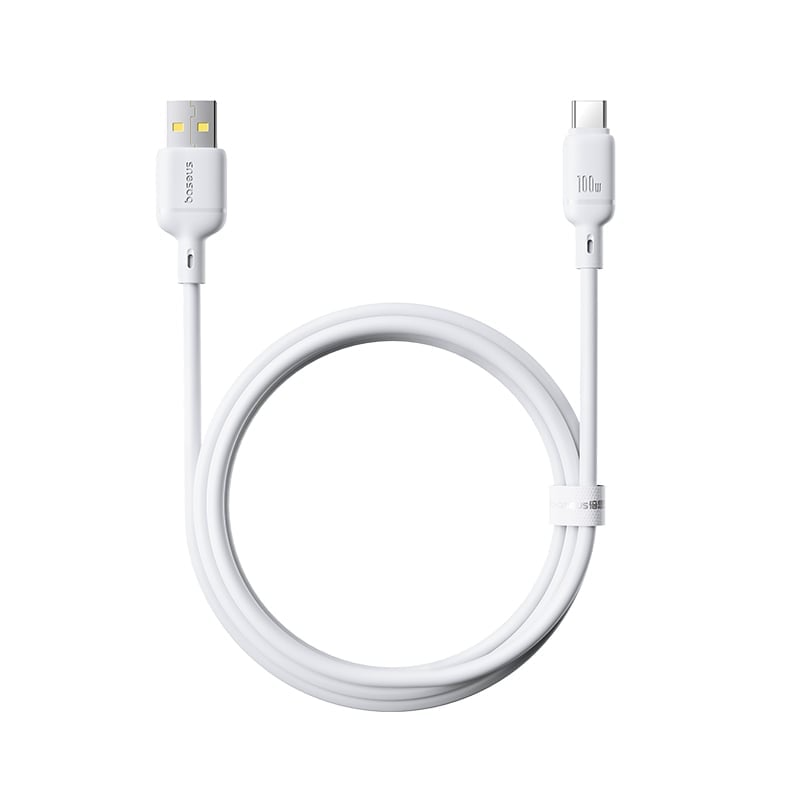 USB-A till USB-C Data- och Laddningskabel Baseus Silky, 100W, 1m, Vit P10377703213-00