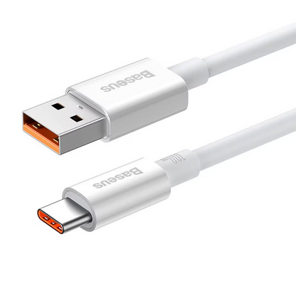 Data- och laddningskabel USB-A - USB-C Baseus Superior Series, 100W, 1m, Vit P10320102214-01