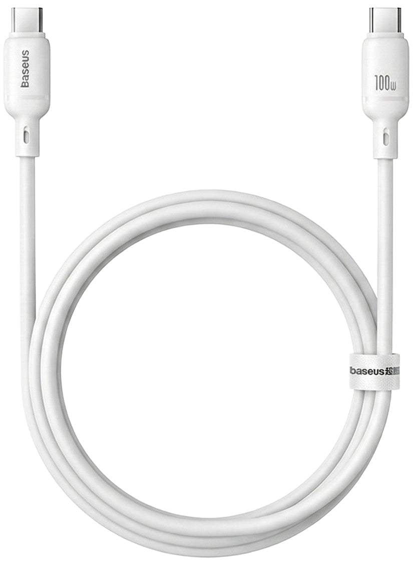 USB-C till USB-C Data- och Laddningskabel Baseus Silky, 100W, 1m, Vit P10377704213-00