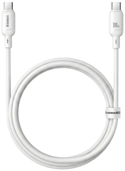 USB-C till USB-C Data- och Laddningskabel Baseus Silky, 100W, 1m, Vit P10377704213-00