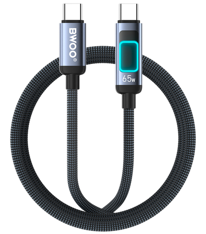 USB-C Data- och laddningskabel - USB-C BWOO X324CC Display, 65W, 1m, Svart