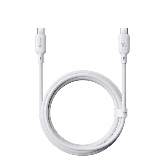USB-C till USB-C Data- och Laddningskabel Baseus Silky, 100W, 2m, Vit