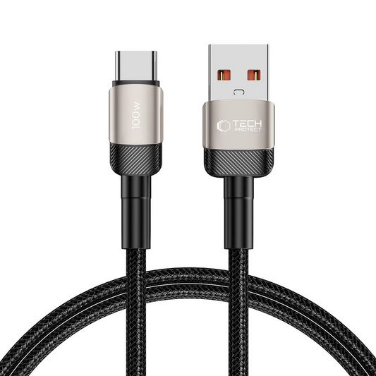 USB-A till USB-C data- och laddningskabel Tech-Protect Ultraboost EVO, 100W, 1m, Silver