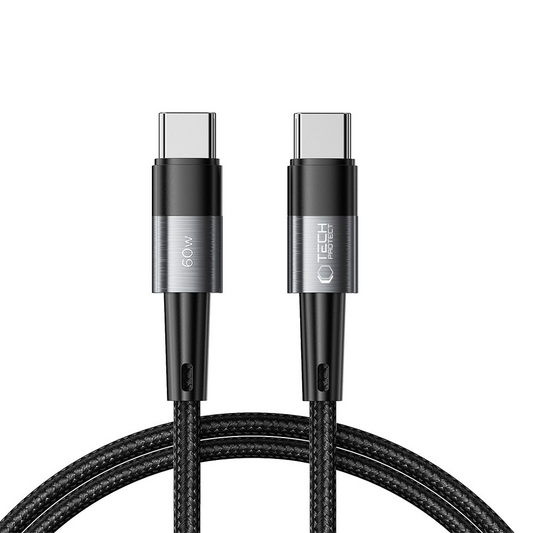 USB-C Data- och laddningskabel - USB-C Tech-Protect Ultraboost, 60W, 1m, Grå