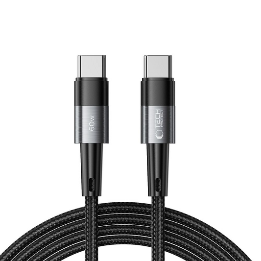 USB-C Data- och laddningskabel - USB-C Tech-Protect Ultraboost, 60W, 2m, Grå