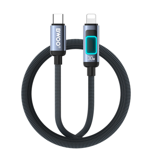 USB-C till Lightning data- och laddningskabel BWOO X324CL Display, 30W, 1m, svart