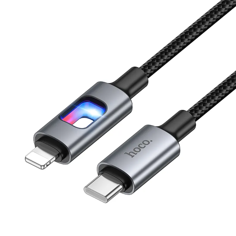 USB-C till Lightning data- och laddningskabel HOCO U144 Led, 27W, 1,2m, svart