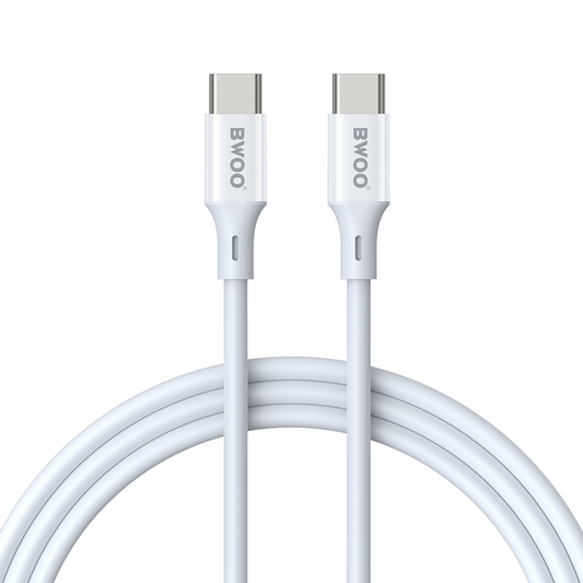 USB-C Data- och laddningskabel - USB-C BWOO BO-X283CC-2M, 60W, 2m, Vit