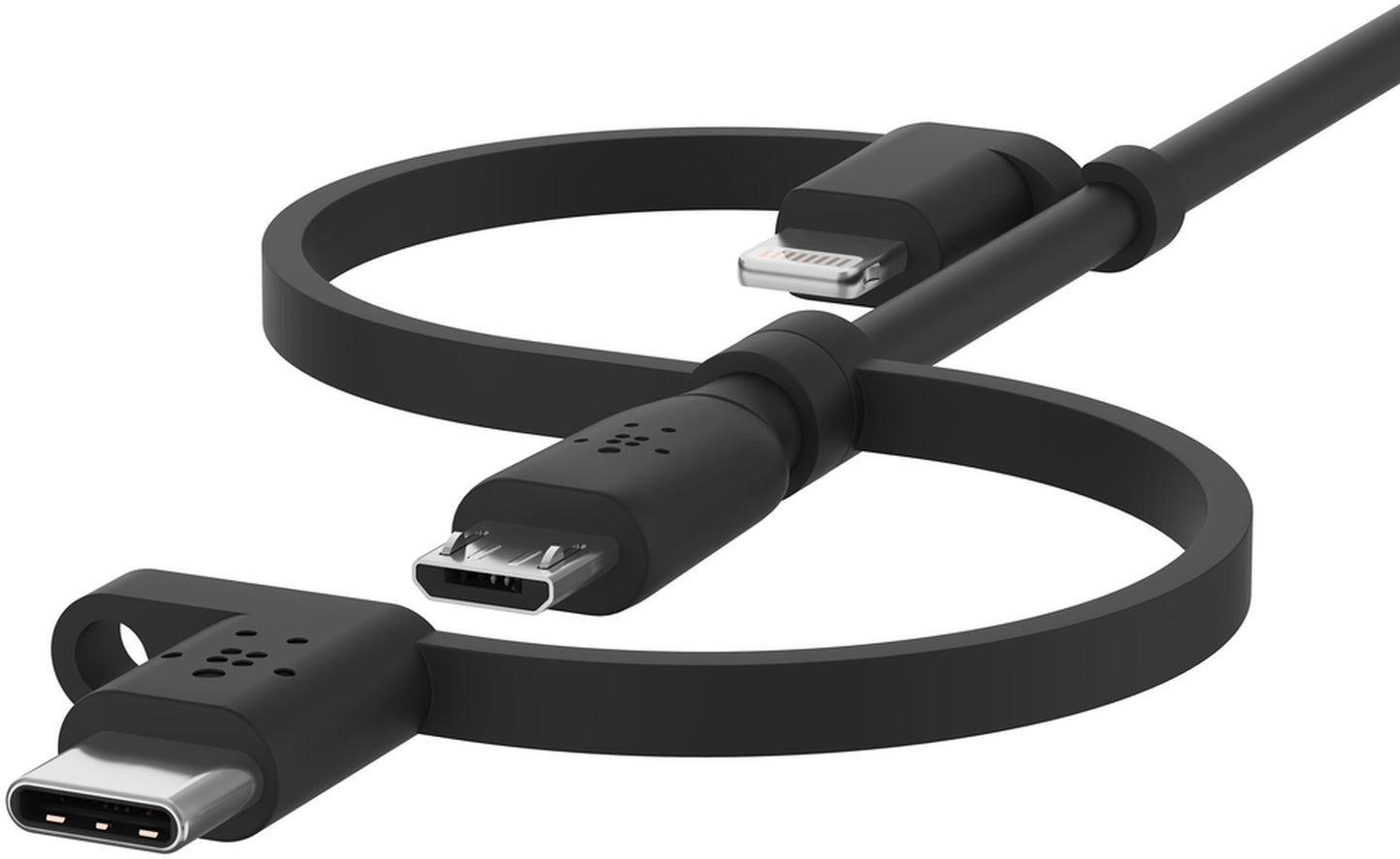 USB-A till Lightning / microUSB / USB-C dataladdningskabel Belkin BoostCharge, 1m, svart CAC001bt1MBK
