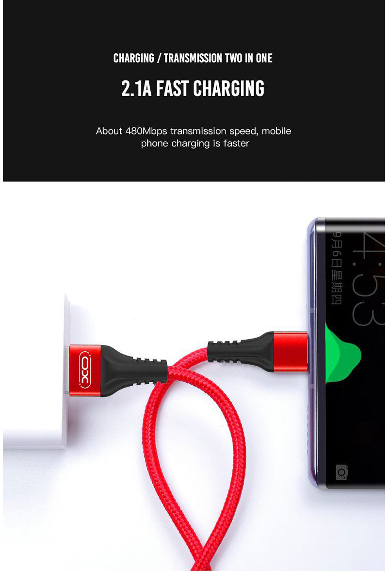 Data- och laddningskabel USB-A - microUSB XO Design NB118, 18W, 1m, Röd